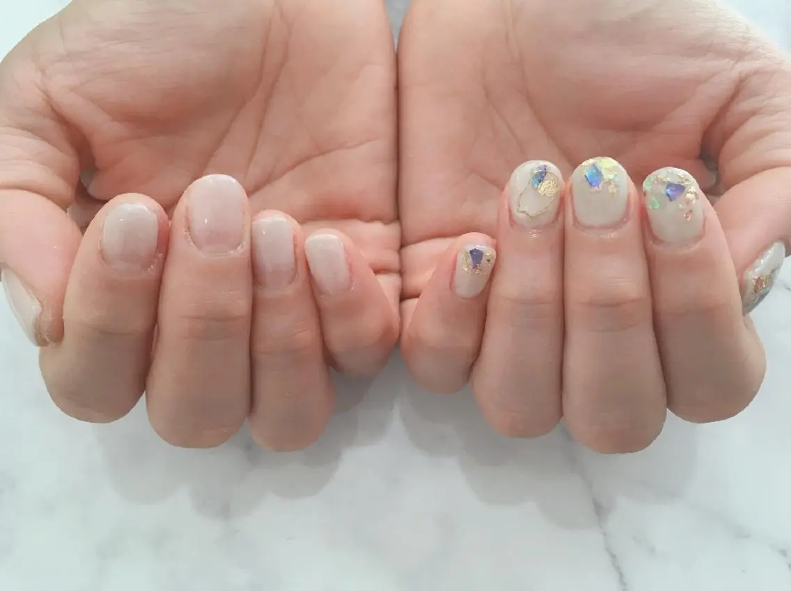 ネイル 長さ出し フラワーネイル ジェルネイル グラデーション ニュアンスネイル HIRATA RIEのネイルデザイン