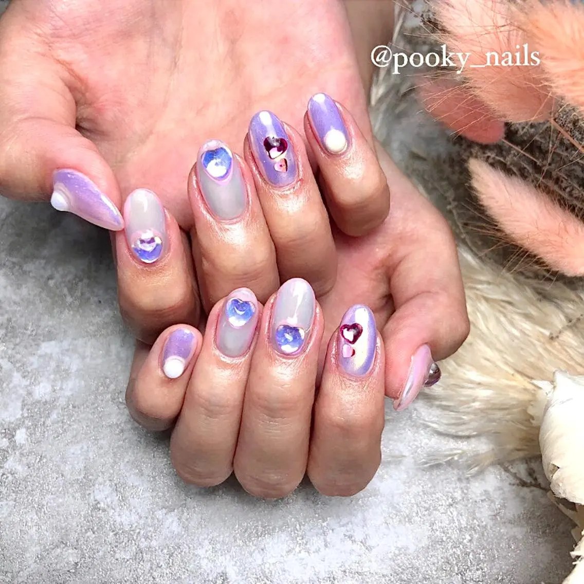 ネイル ハート ハンドネイル Pooky nailsのネイルデザイン
