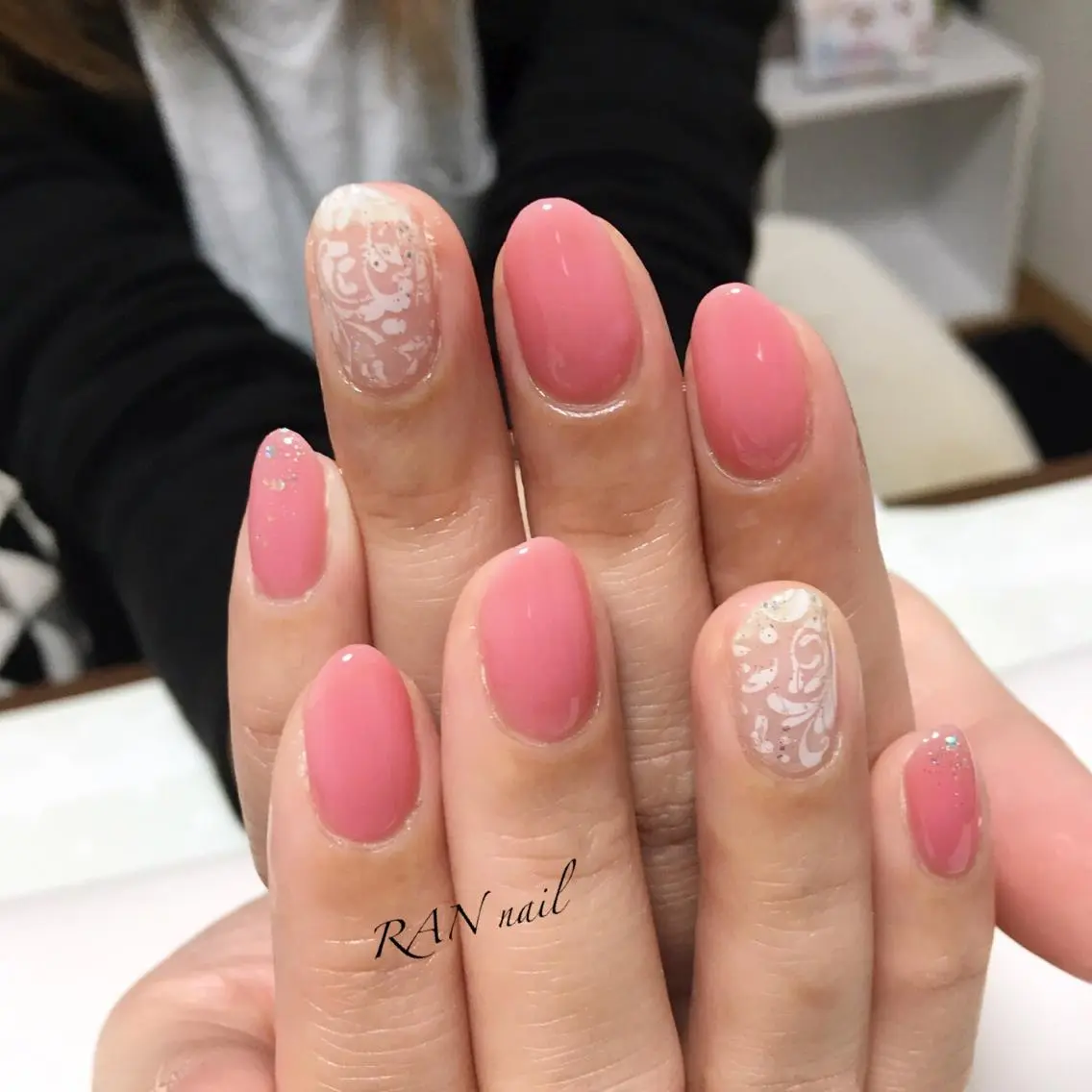ネイル レース ワンカラーネイル ハンドネイル フットネイル RAN nailのネイルデザイン