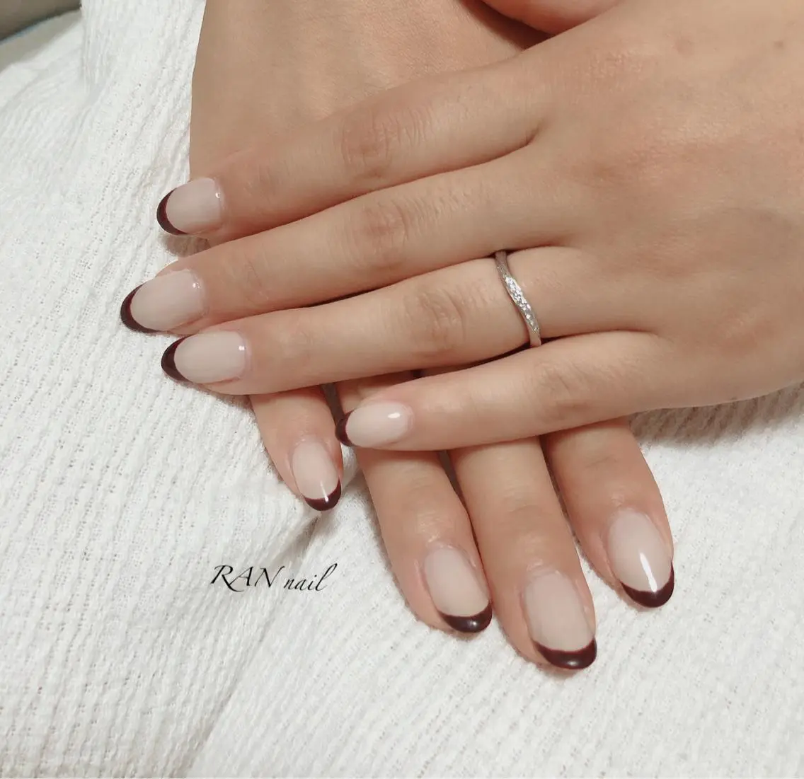 ネイル ボルドー フットネイル フレンチネイル オフィスネイル 冬ネイル ハンドネイル フットネイル RAN nailのネイルデザイン