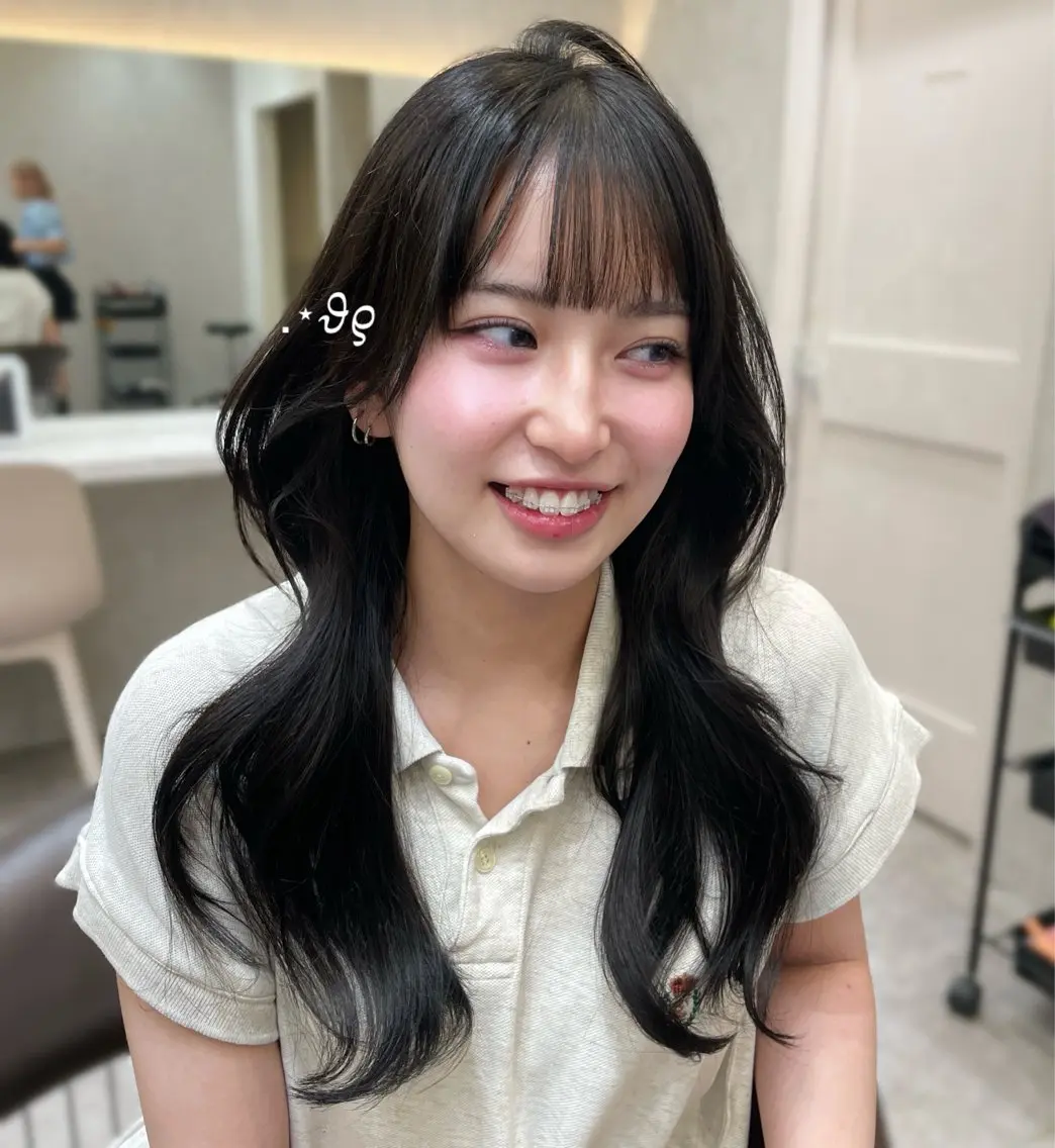 セミロング カット ヘアカラー MOE 福岡韓国ヘア✧︎のヘアスタイル