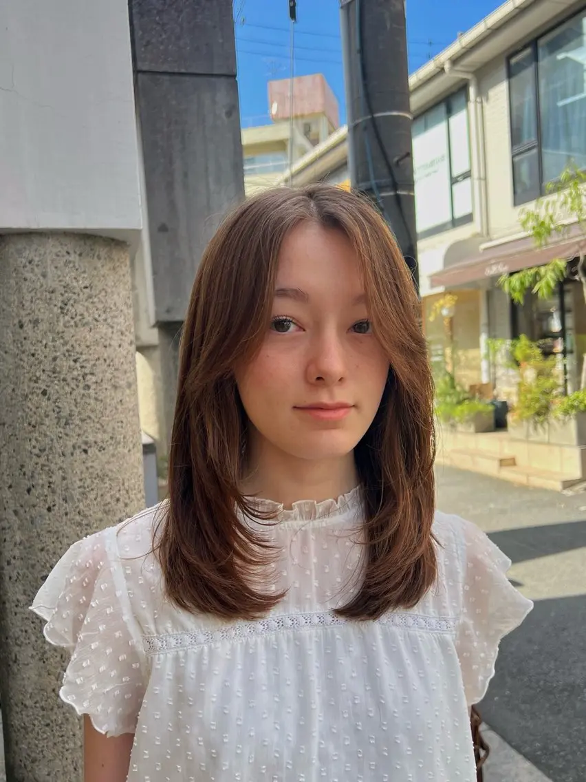 セミロング カラー ヘアアレンジ アッシュ アッシュブラウン ブラウンカラー 透明感カラー グレージュ カット ヘアカラー トリートメント レイヤー/艶髪矯正 🪐takushiのヘアスタイル