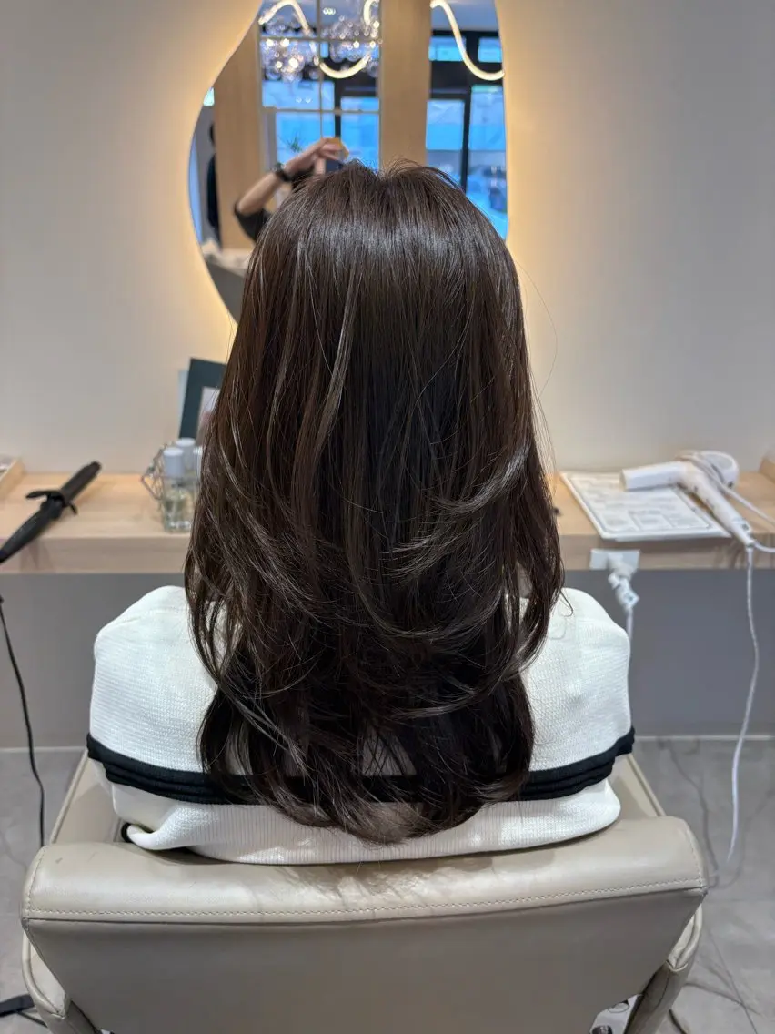 セミロング カラー レイヤーカット 小顔カット カット ヘアカラー レイヤー/透明感/髪 質改善/メンズ/佐藤のヘアスタイル