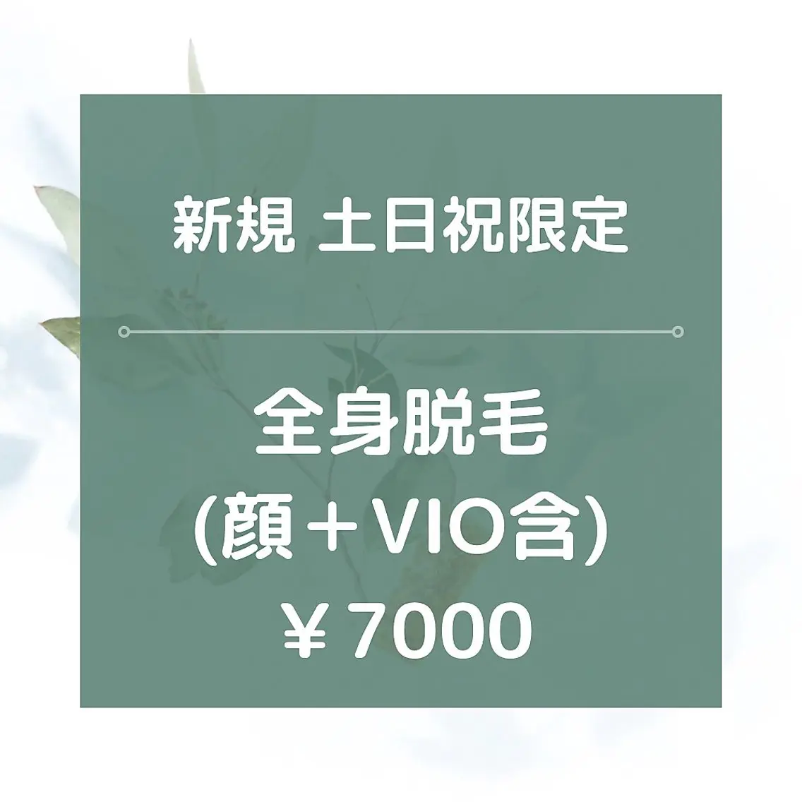 土日限定【新規】★☆全身脱毛(全顔＋VIO含)/¥7000☆★90分の写真