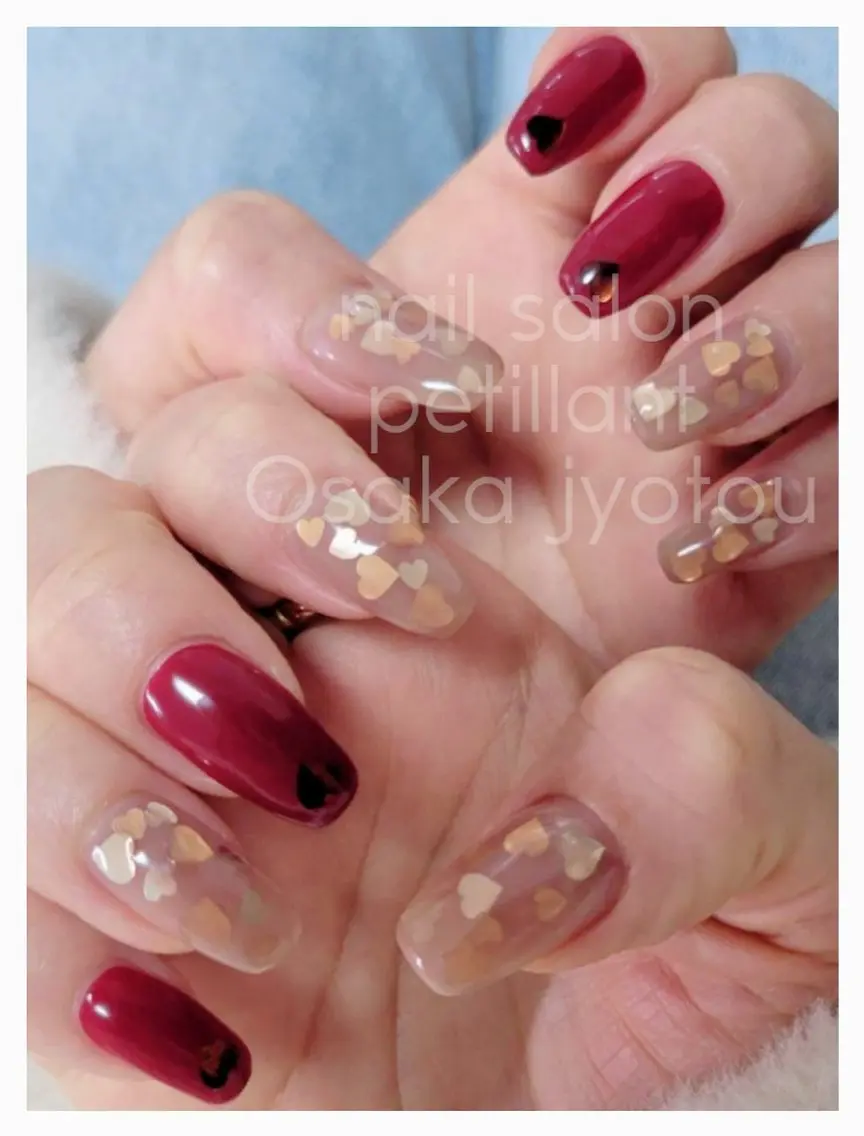 ネイル ハート nail salon petillantのネイルデザイン