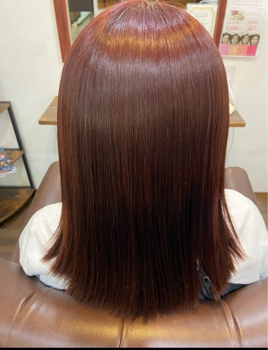 カラー ピンクカラー レッドカラー 竹嶋 清美のヘアスタイル