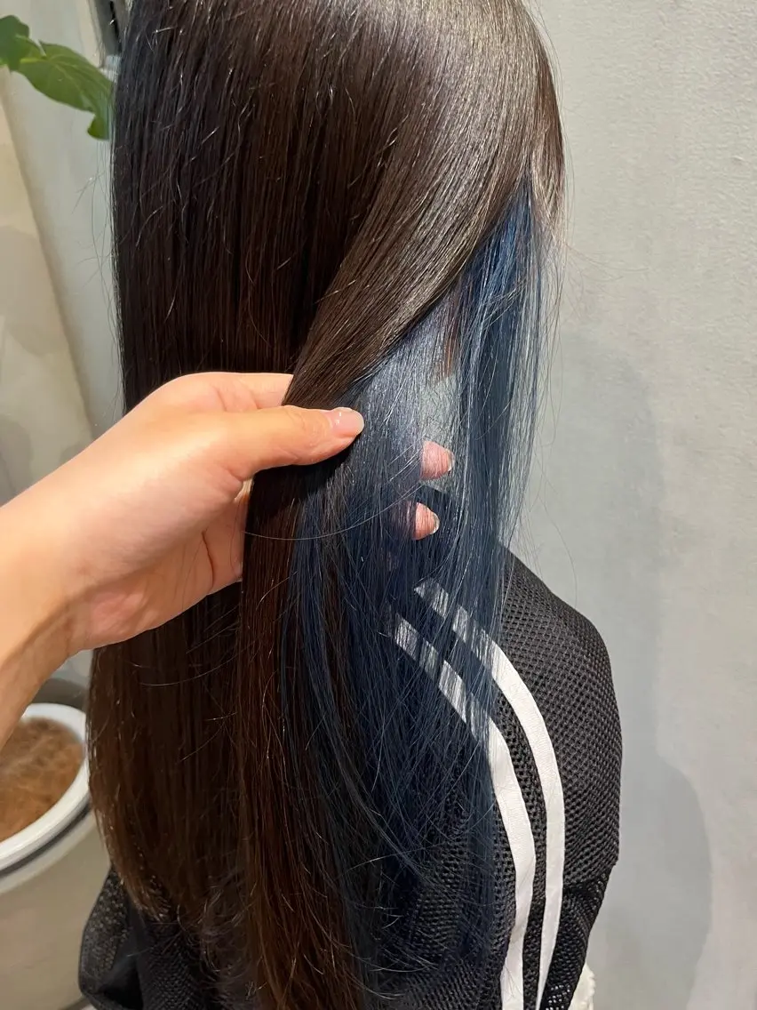 ロング カラー ブルーカラー インナーカラー ヘアカラー 鈴木由衣 /ショート/艶カラーのヘアスタイル