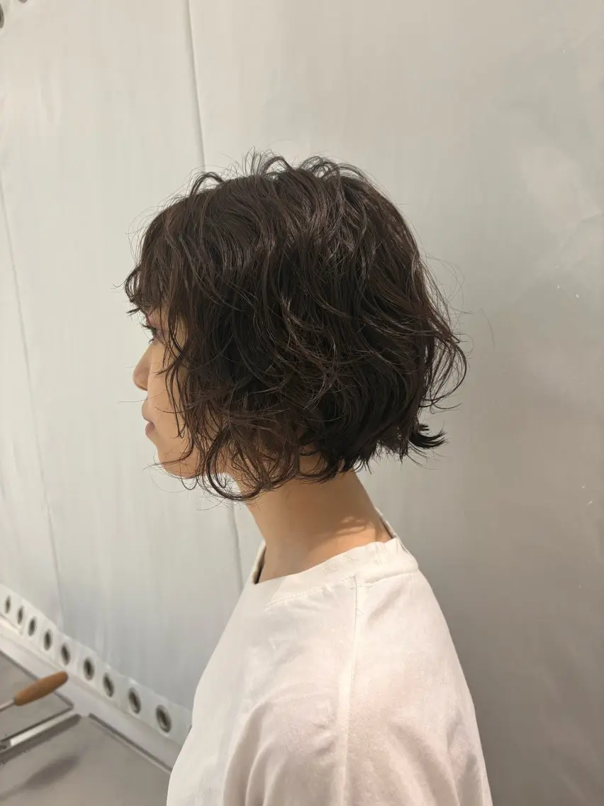 ミディアム パーマ ボブ ショートカット/ カラーARAI🫧のヘアスタイル