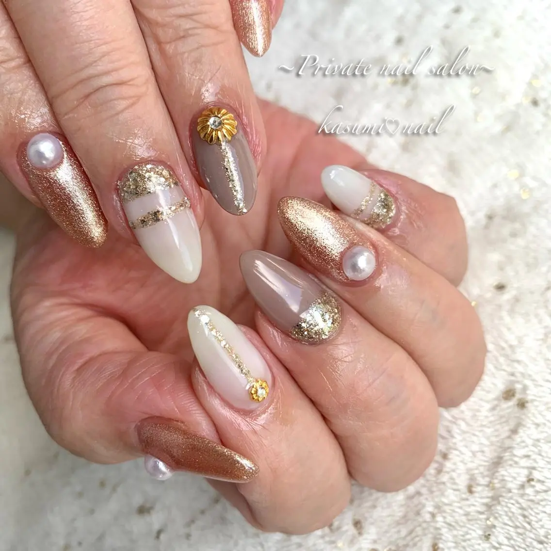 ネイル アートネイル ラメ(グリッター) マグネットネイル ミラーネイル 持ち込み KASUMI♡ Nailのネイルデザイン