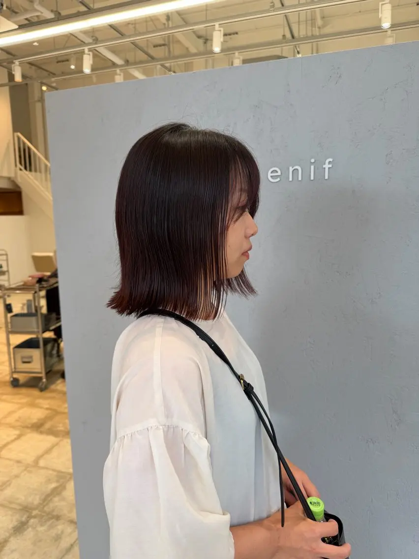 ショート カラー ブラウンカラー ピンクカラー ピンクブラウン カット ヘアカラー トリートメント ENIF 大島 芽生のヘアスタイル