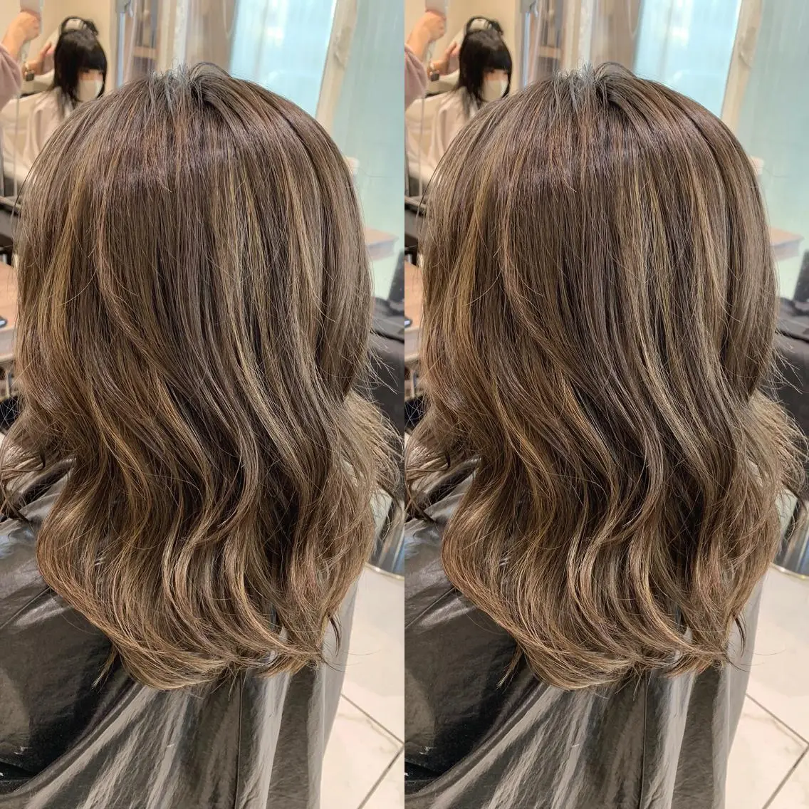 セミロング カラー ヘアアレンジ 白髪ぼかしハイライト 茗荷谷駅徒歩2分のヘアスタイル