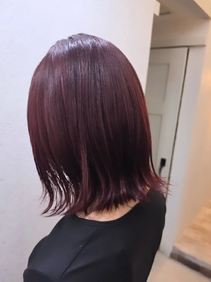 ミディアム カラー ブリーチ ダブルカラー ブリーチなしカラー レッドカラー ヘアカラー Log  nanaka🎀のヘアスタイル