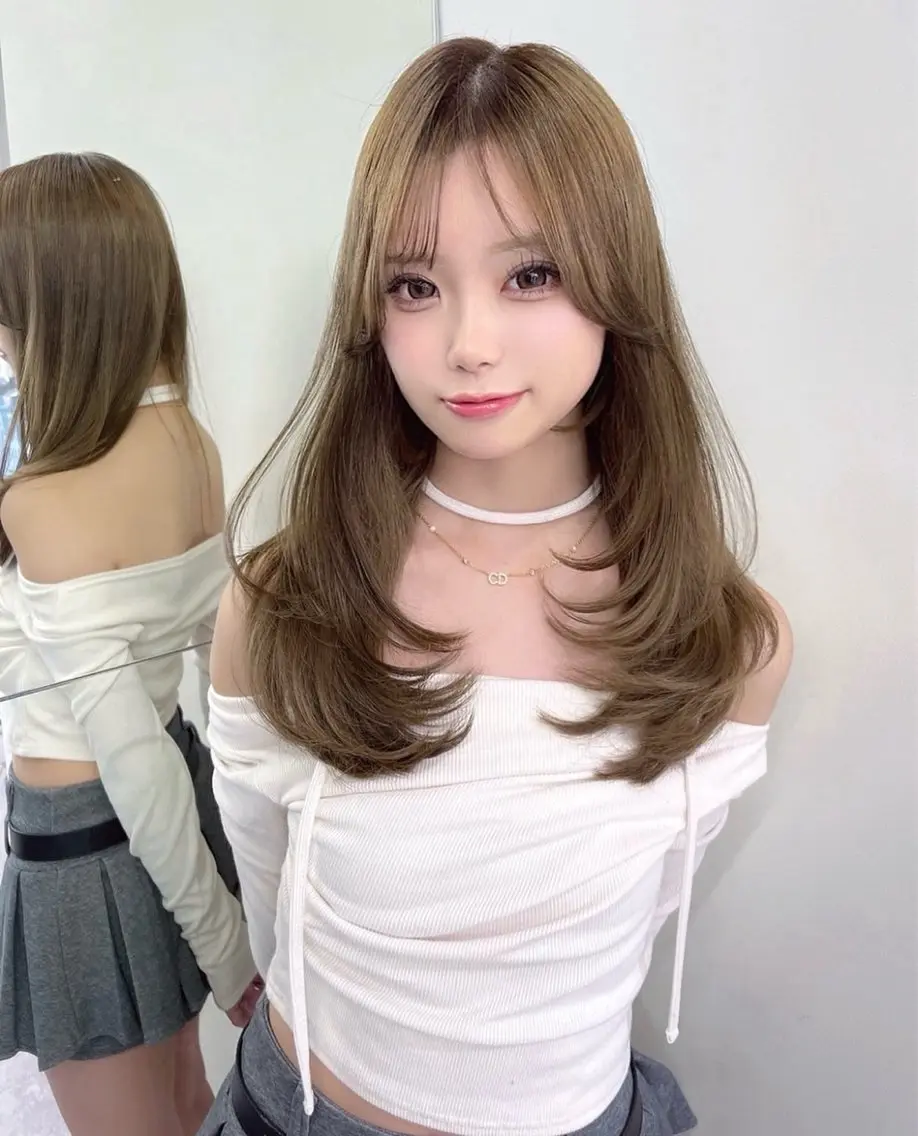ロング カラー カット ヘアカラー トリートメント レイヤー/髪質改善 縮毛/ハッシュカットのヘアスタイル