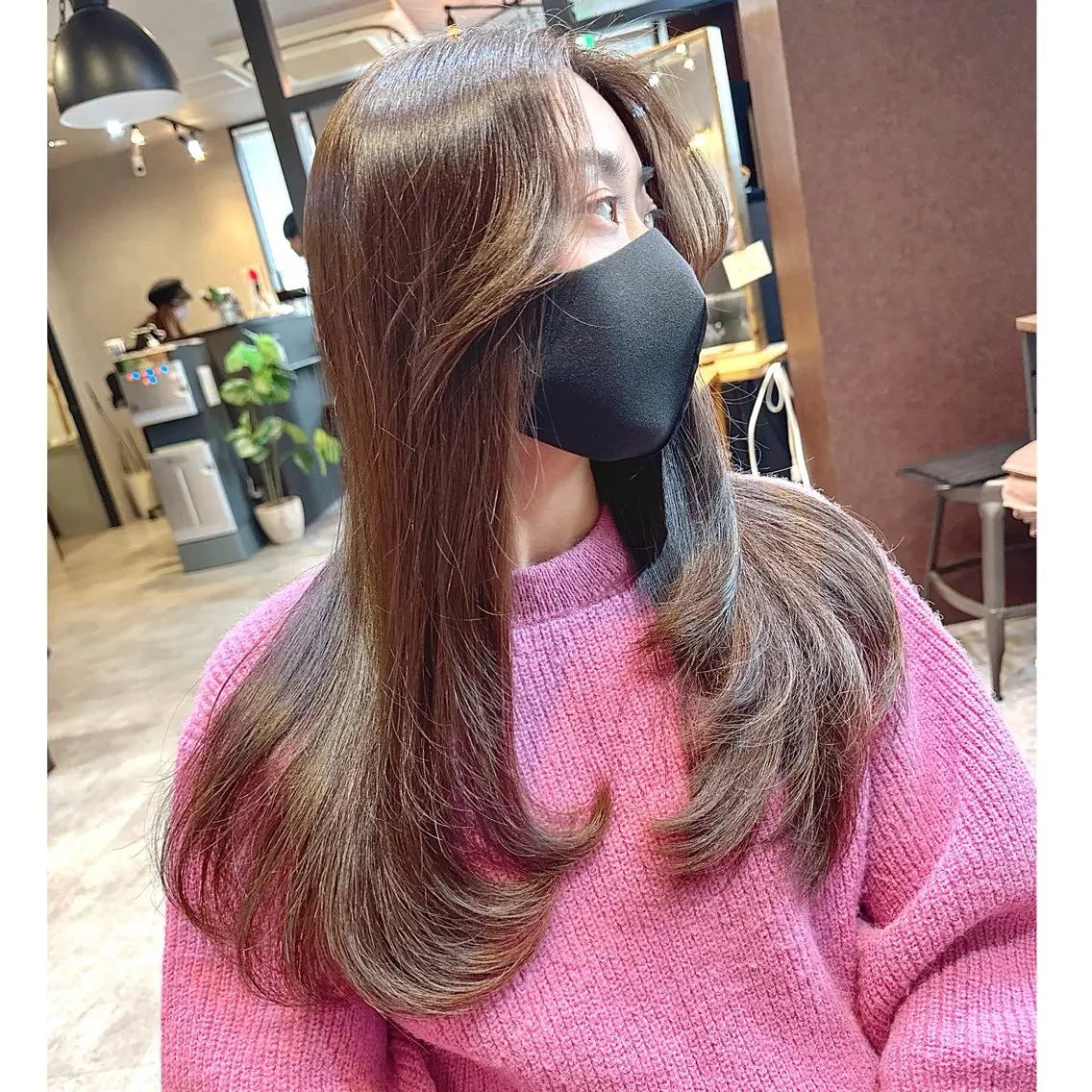 ロング 顔まわりレイヤー 顔周りカット レイヤーカット カット ヘアカラー 森 隆秀/韓国ヘアのヘアスタイル