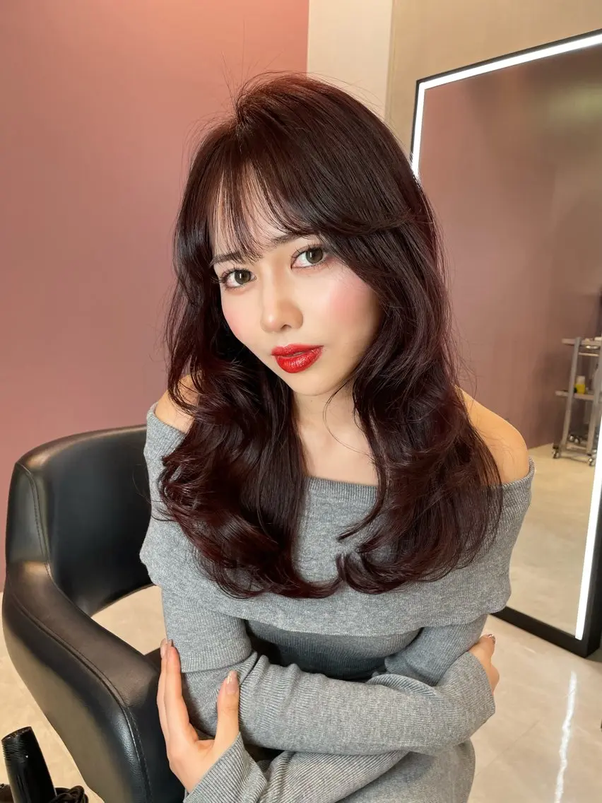 セミロング カット ヘアカラー トリートメント 韓国✖️網紅🖤 パーマYURIYAのヘアスタイル
