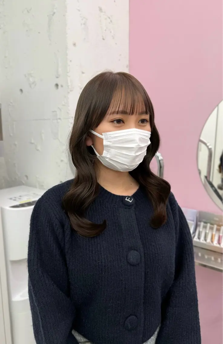 ミディアム ヘアカラー 髪質改善×ブリーチ なしカラー/桃愛のヘアスタイル