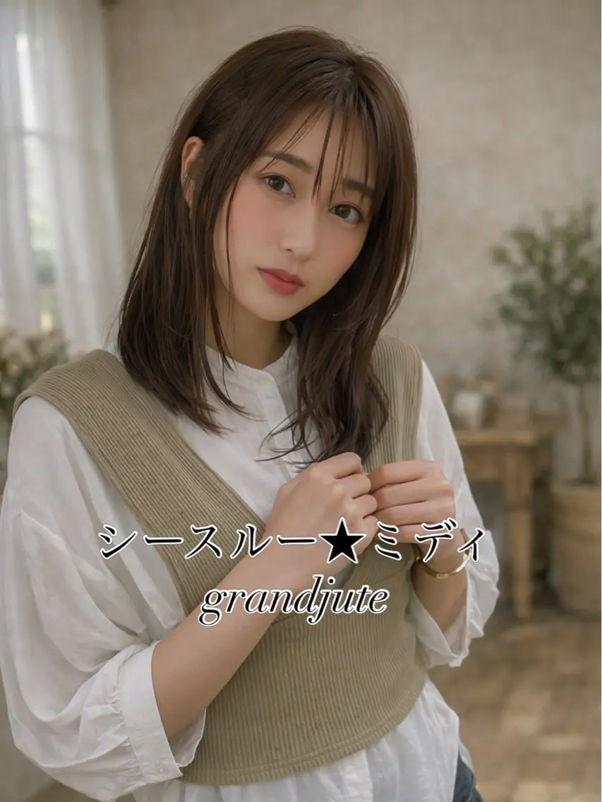 ミディアム カラー カット ヘアカラー grand juteのヘアスタイル