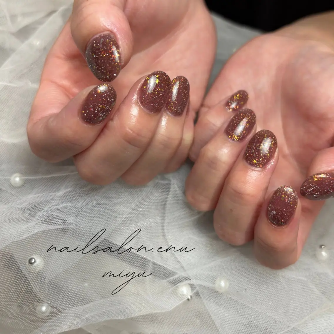 ネイル フラッシュネイル ワンカラーネイル nailsalon enu.　miyuのネイルデザイン