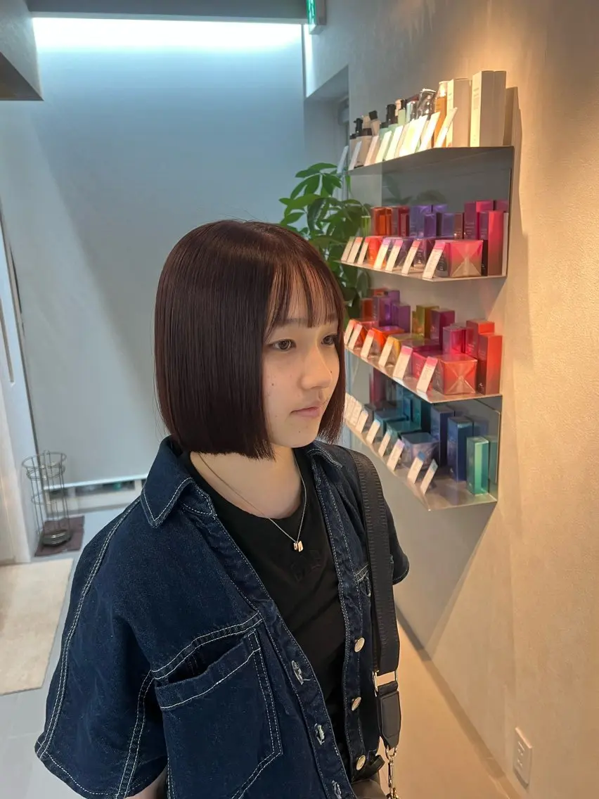ショート カラー ボブ 韓国風ヘア 森川 紗菜のヘアスタイル