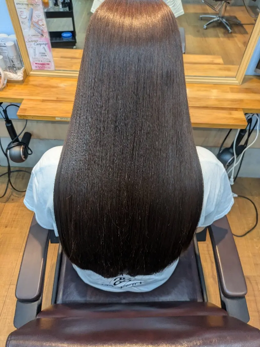 ロング カット 縮毛矯正 トリートメント 髪質改善＆白髪ぼかし カラー♡店長みやけ♡のヘアスタイル