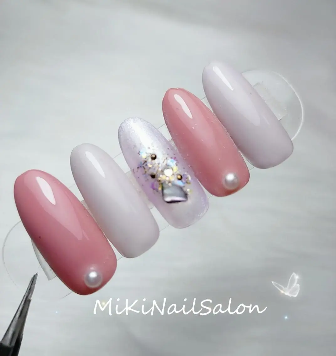 ネイル 長さ出し ジェルネイル 持ち込み ワンカラーネイル 春ネイル ハンドネイル 🎀Yumi✨ ミキネイルサロン池袋のネイルデザイン