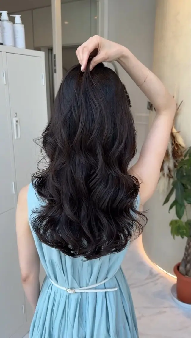 ロング パーマ カット パーマ トリートメント コテ巻き風パーマ SHONOのヘアスタイル