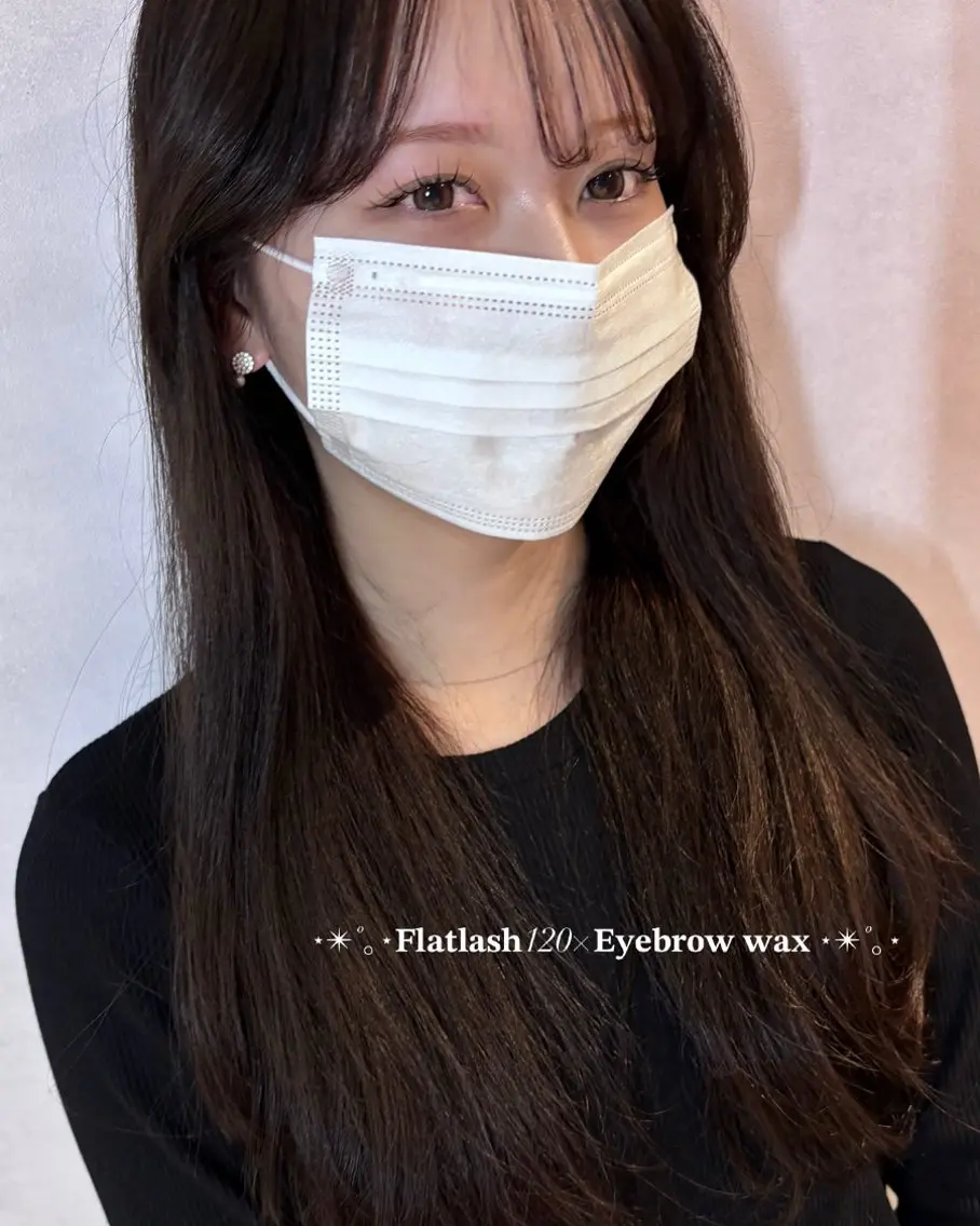 flat lash 【100〜120本】〈束感コーティング仕上げ〉 ×美眉スタイリングの写真