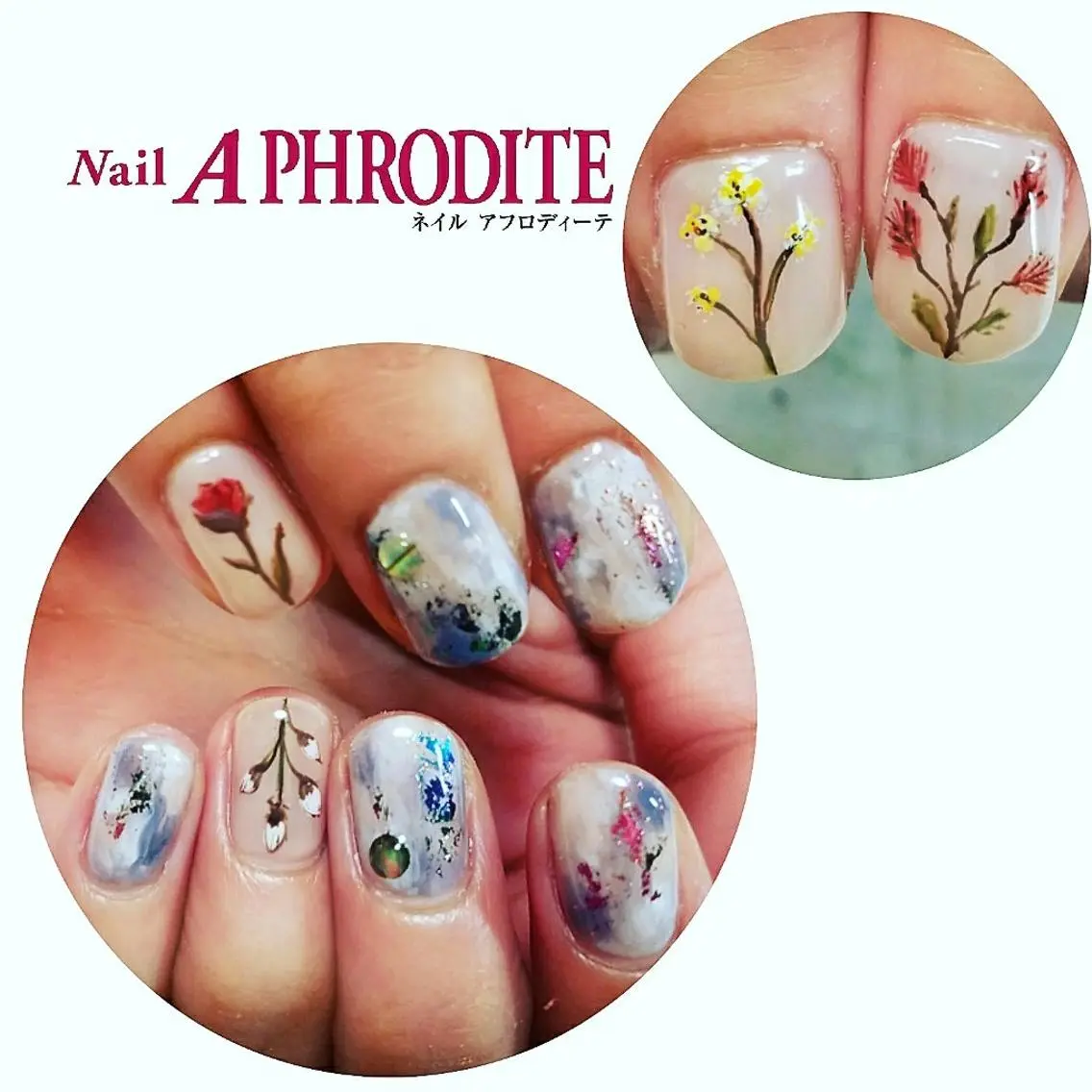 ネイル フラワーネイル ニュアンスネイル Nail Aphroditeのネイルデザイン