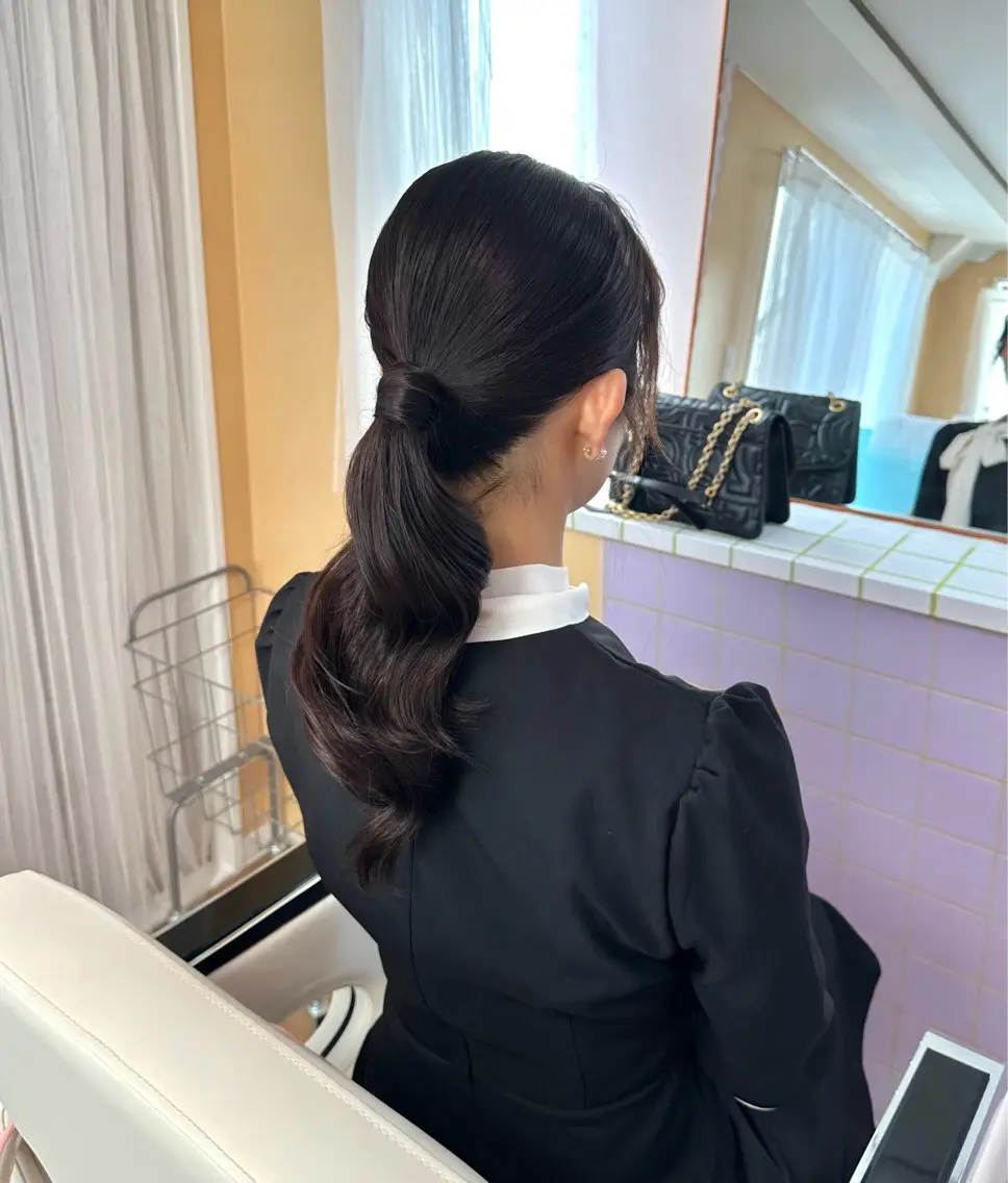 ロング ヘアアレンジ ポニーテール ヘアセット 杏寿 ヘアセットサロンのヘアスタイル