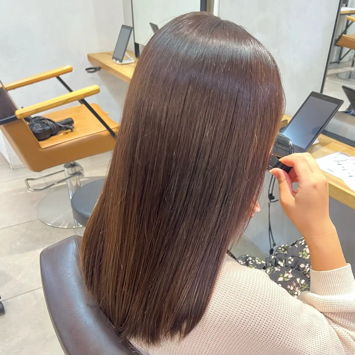 セミロング 縮毛矯正 トリートメント Lomalia もえか/ボブパーマのヘアスタイル