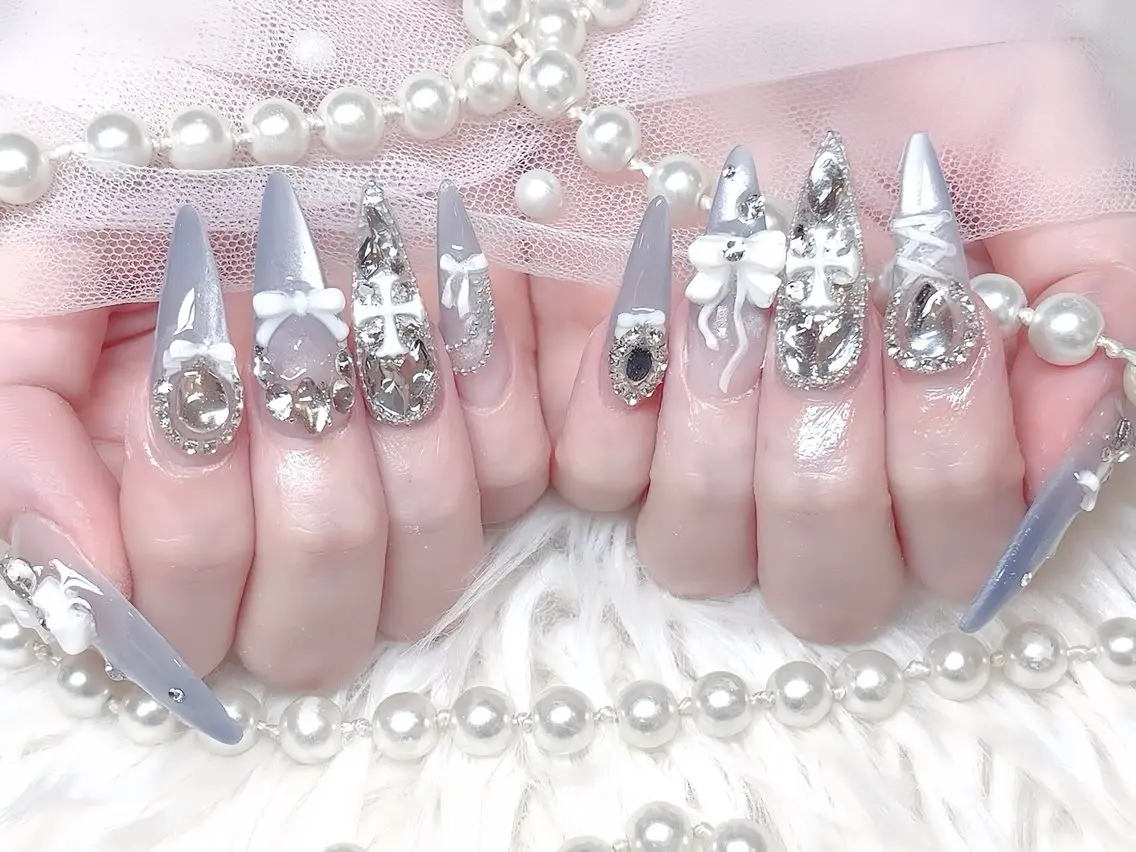 ネイル ブルー ジェルネイル ガーリー グラデーション グリーン ハンドネイル Rin Nail 新大久保店のネイルデザイン