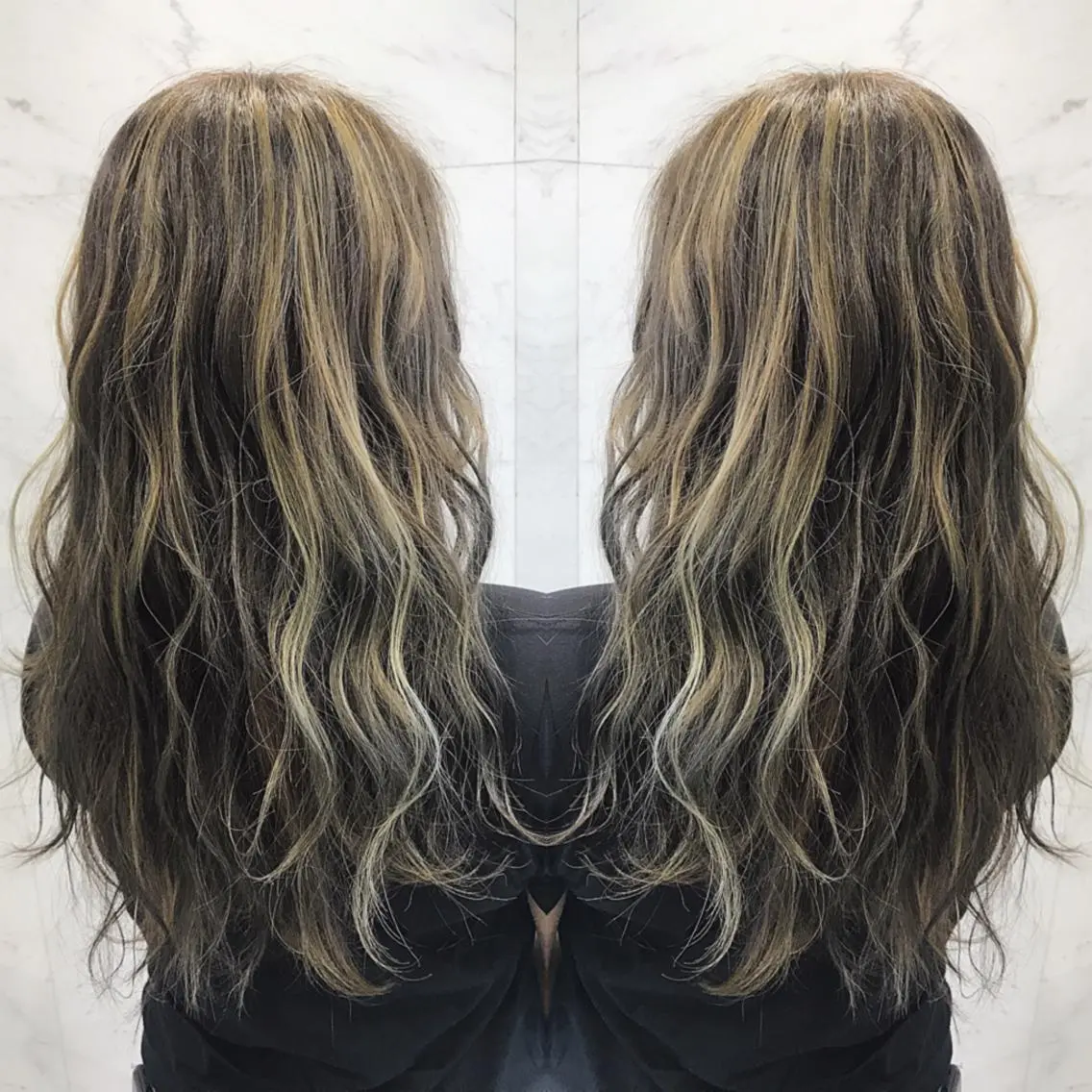 セミロング カラー ヘアカラー 重政 和樹のヘアスタイル