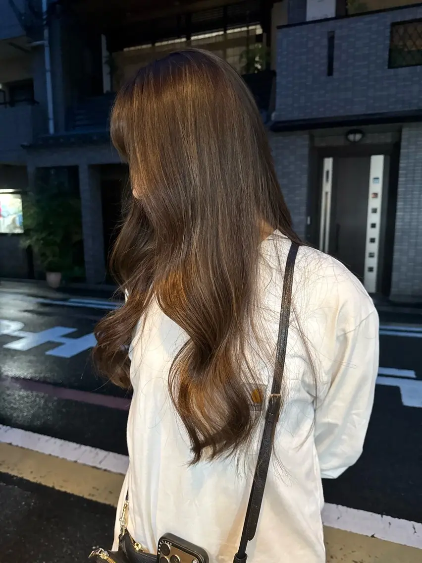 ロング カラー ハイライトカラー ハイライト 薮 夏帆のヘアスタイル
