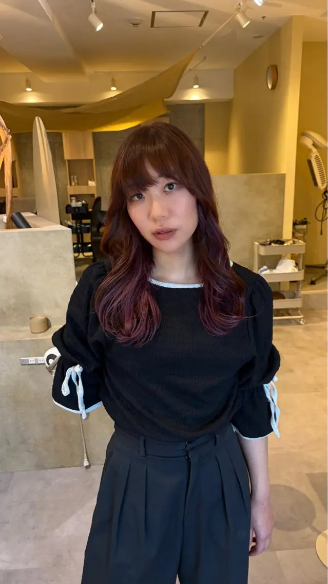 ロング カラー ブリーチ ラベンダーカラー ラベンダーピンク ピンクカラー 本城 真奈のヘアスタイル