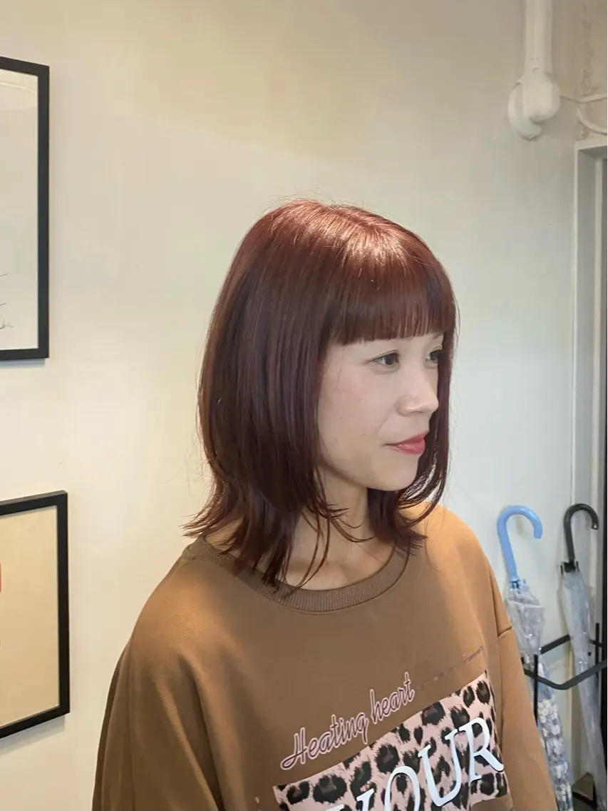 ミディアム カラー ブラウンカラー ピンクカラー ピンクブラウン BATON.あずみ /カラー/縮毛矯正のヘアスタイル
