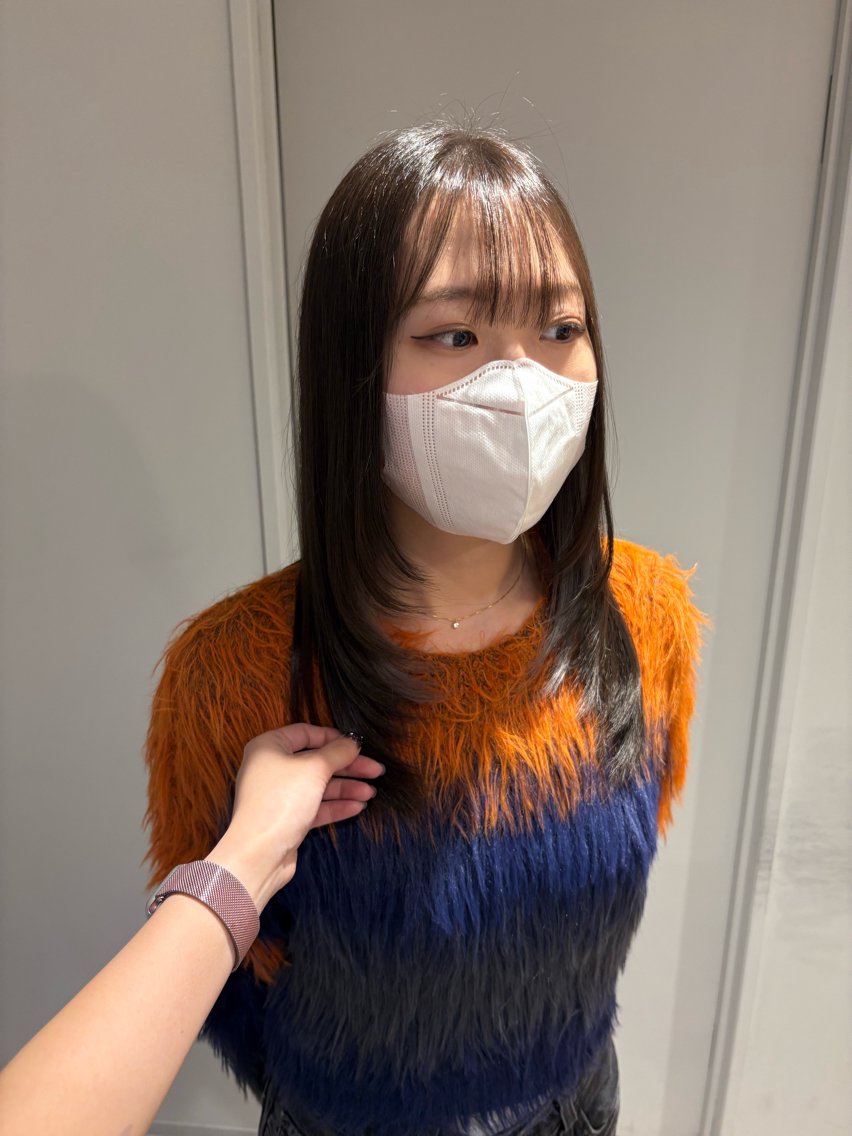 ロング カラー 顔周りカット レイヤーカット 藤田 小波のヘアスタイル