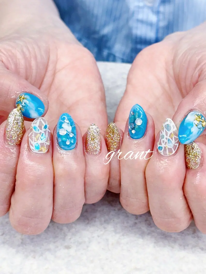 ネイル 夏ネイル ハンドネイル nailsalon grantのネイルデザイン