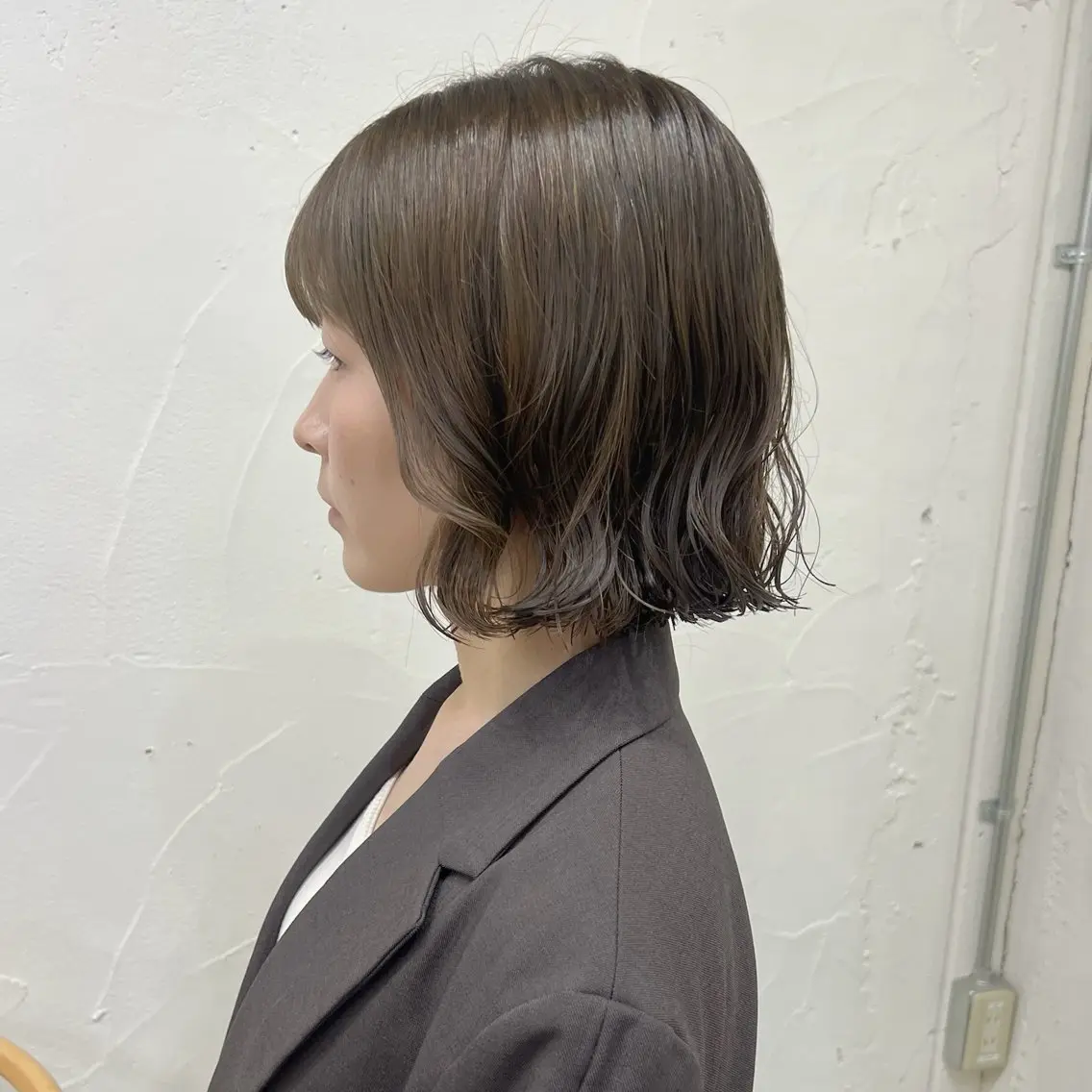 ミディアム カラー パーマ カット ヘアカラー パーマ akane/ボブ /ブラウンベージュのヘアスタイル