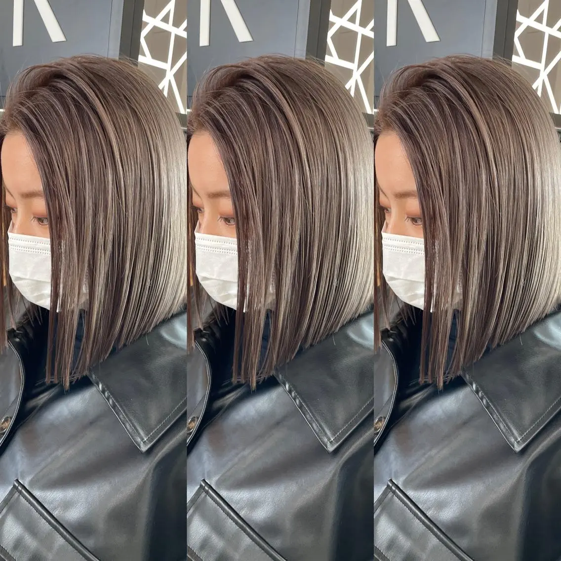 ミディアム カラー ベージュカラー ミルクティーベージュ カット ヘアカラー トリートメント ヘアセット 💜ハイトーン💛 マジカルかいちゃんのヘアスタイル