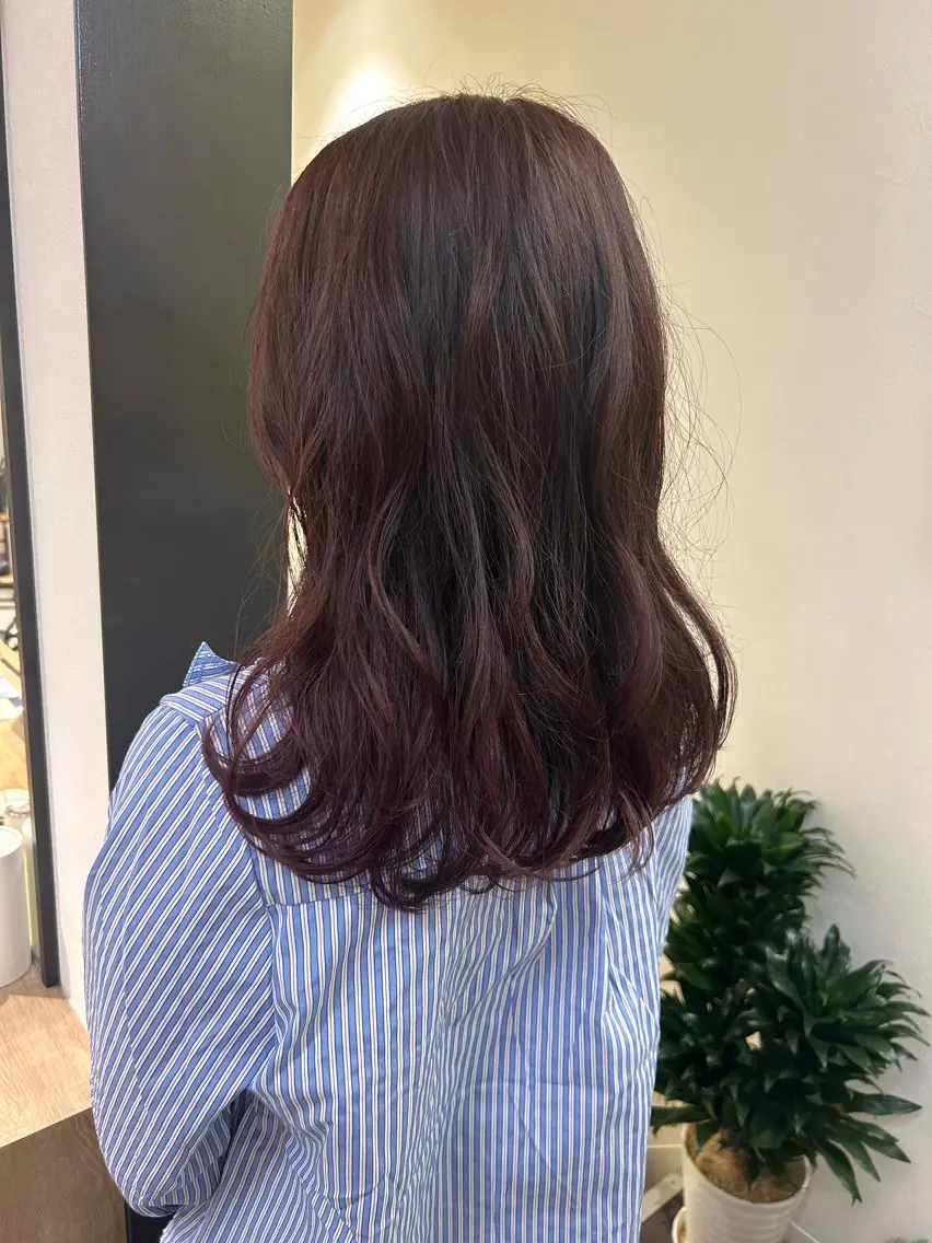 ロング カラー ブリーチ ブラウンカラー ブリーチなしカラー レッドカラー レッドブラウン hubhair レイヤー/透明感のヘアスタイル