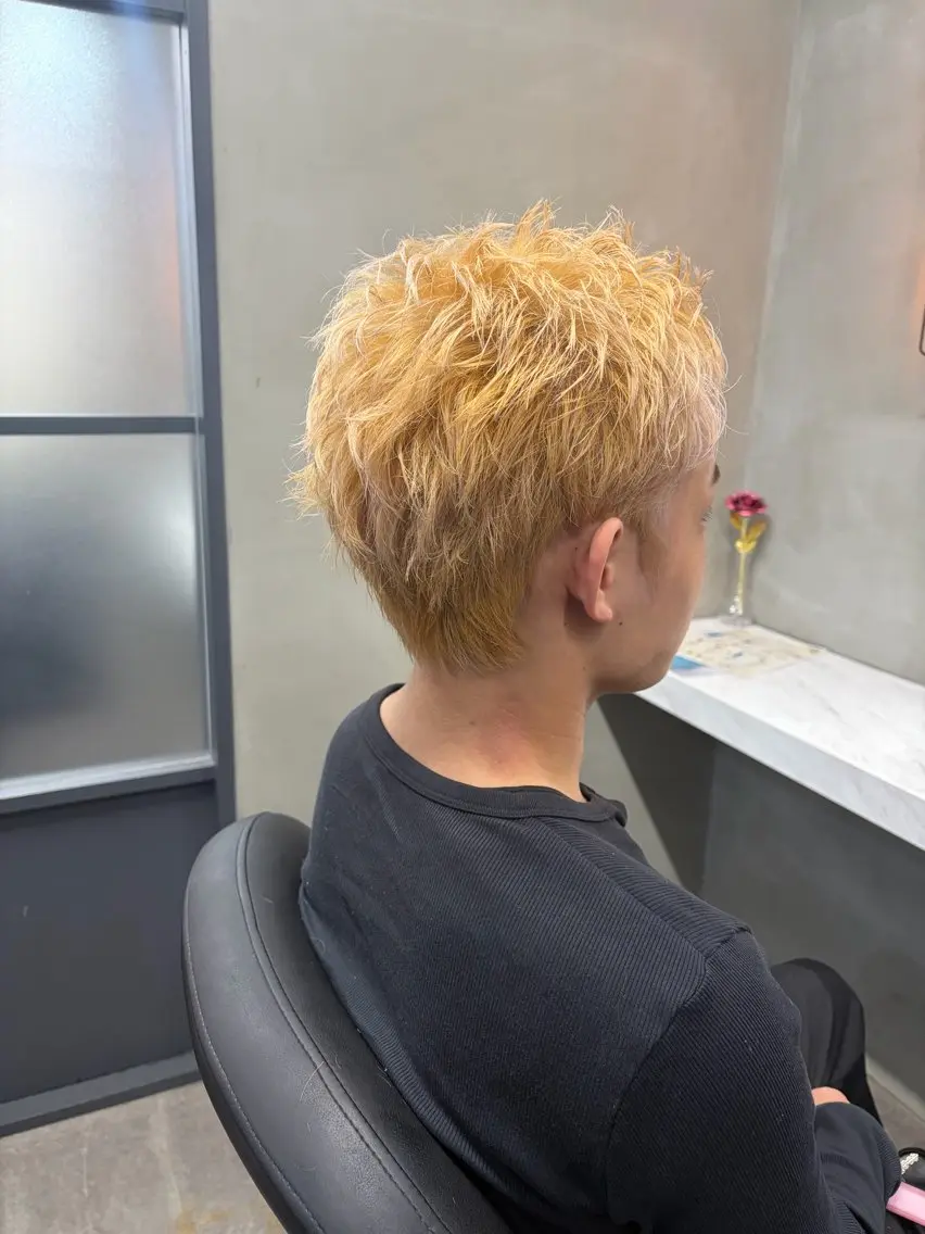 ショート カラー メンズ メンズブリーチ スパイキーショート ブリーチ ショートヘア カット ヘアカラー トリートメント メンズ特化/パーマ/ 広島駅/松岡のヘアスタイル