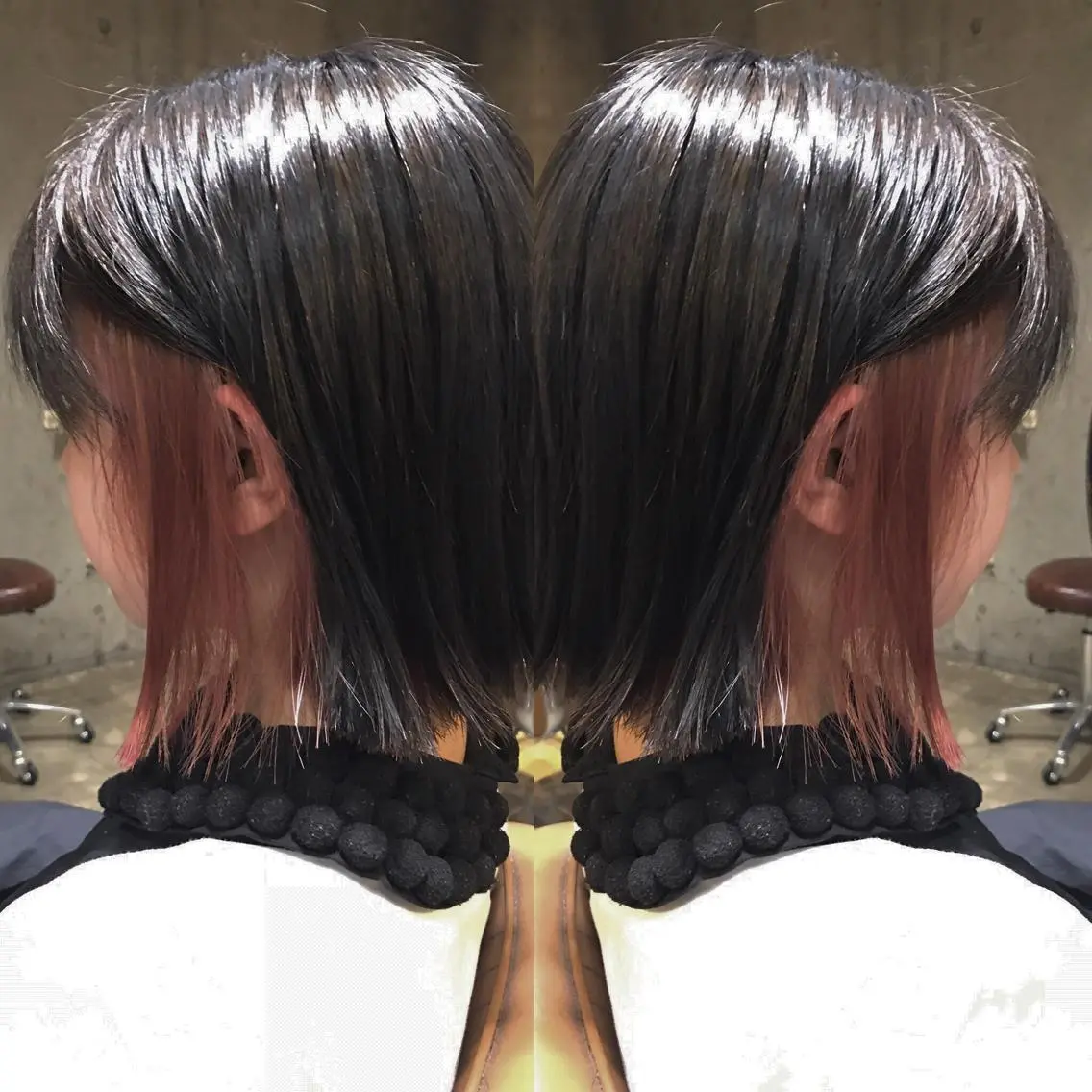 ショート カラー パーマ ヘアアレンジ マツエク・マツパ ダブルカラー ピンクカラー カラーマツエク サロンドミルク 原宿のヘアスタイル
