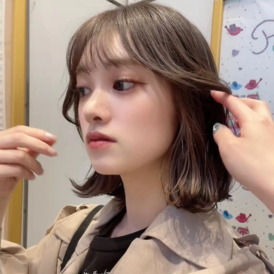 ショート カット ヘアセット 🤎小顔レイヤー /ベージュ🤎友香のヘアスタイル