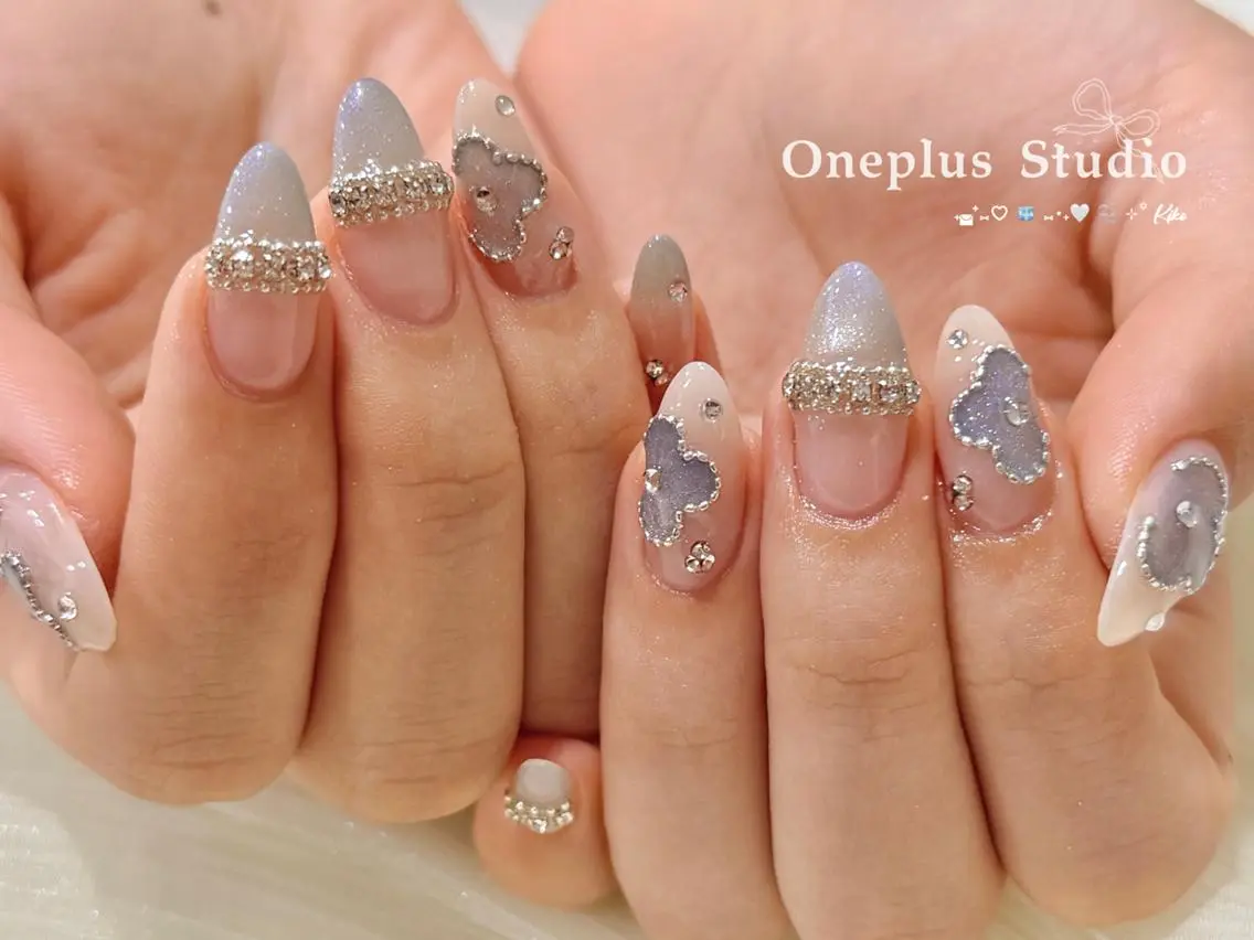 ネイル アニマル柄 ボルドー ブラウン フレンチネイル マグネットネイル One plus StudioNailのネイルデザイン