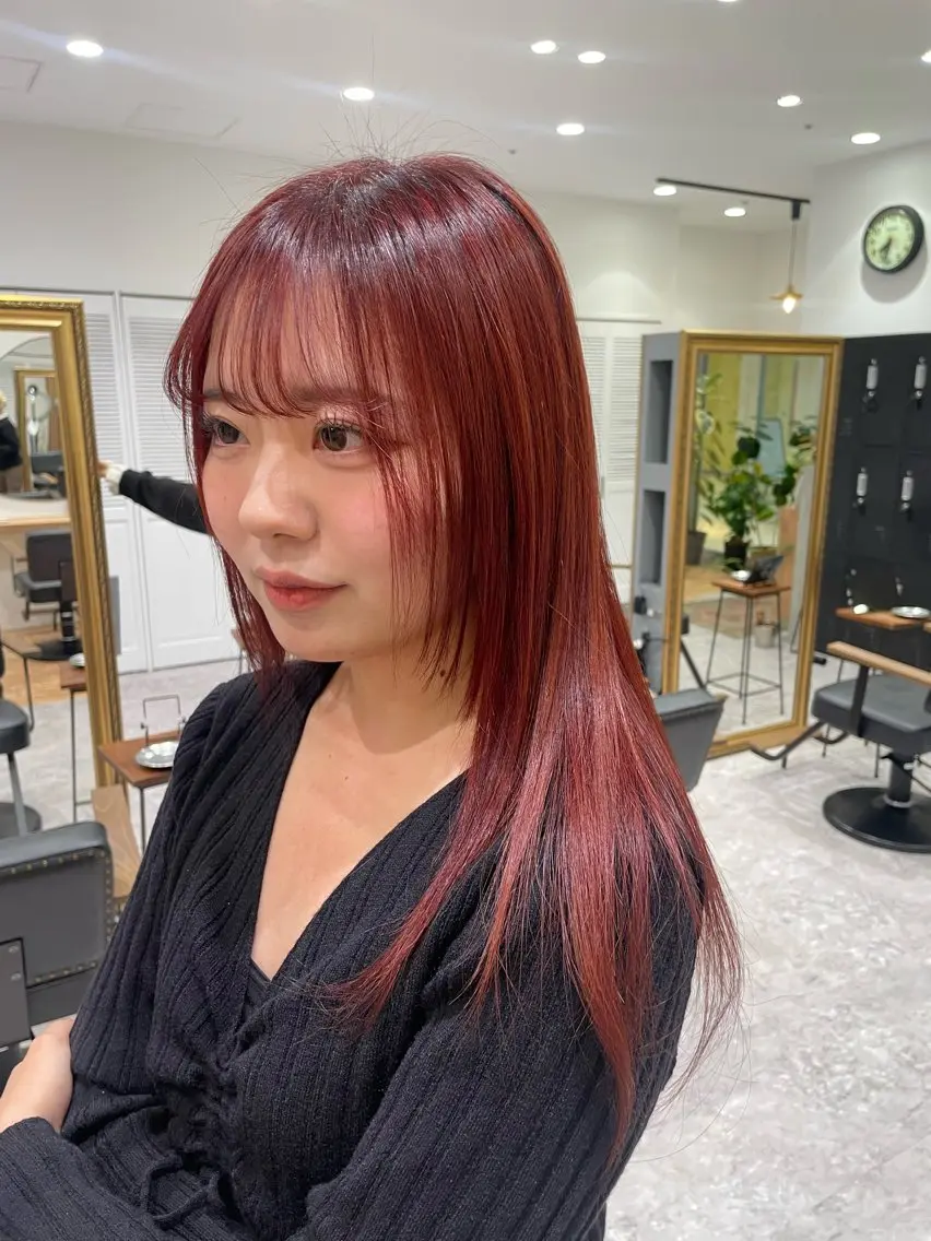 ロング カラー 矯正パーマ、ベージュ ボブカット🫧のヘアスタイル