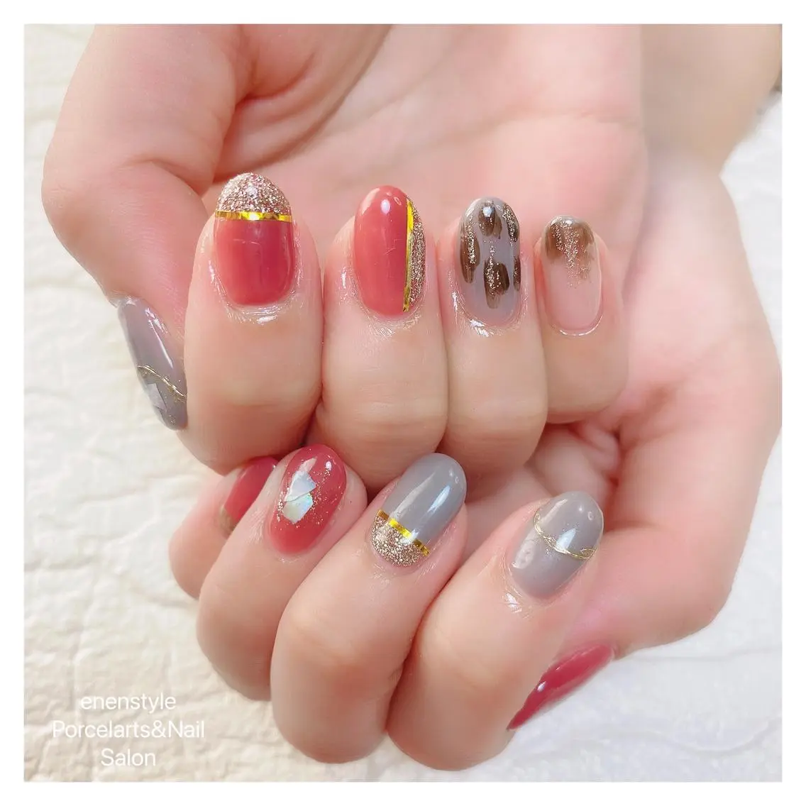 ミディアム ネイル ハンドネイル 🐾enen style 🐾のネイルデザイン