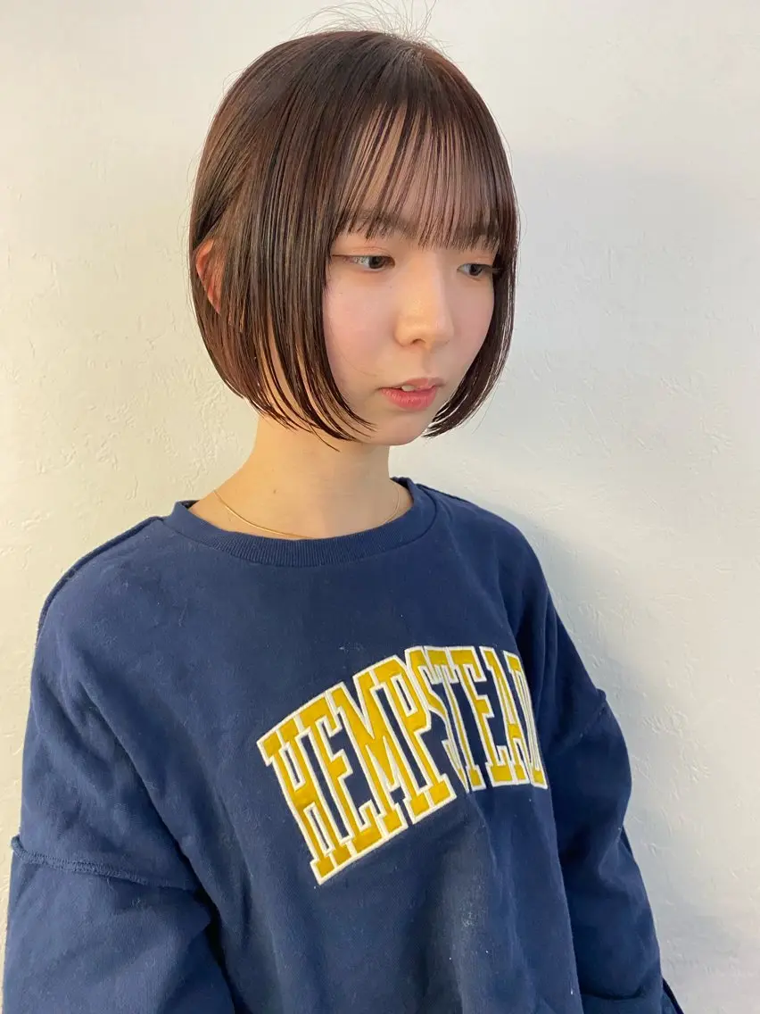 ショート カラー ブラウンカラー ボブ 森貴裕/ベージュ/ パーマ/オリーブのヘアスタイル