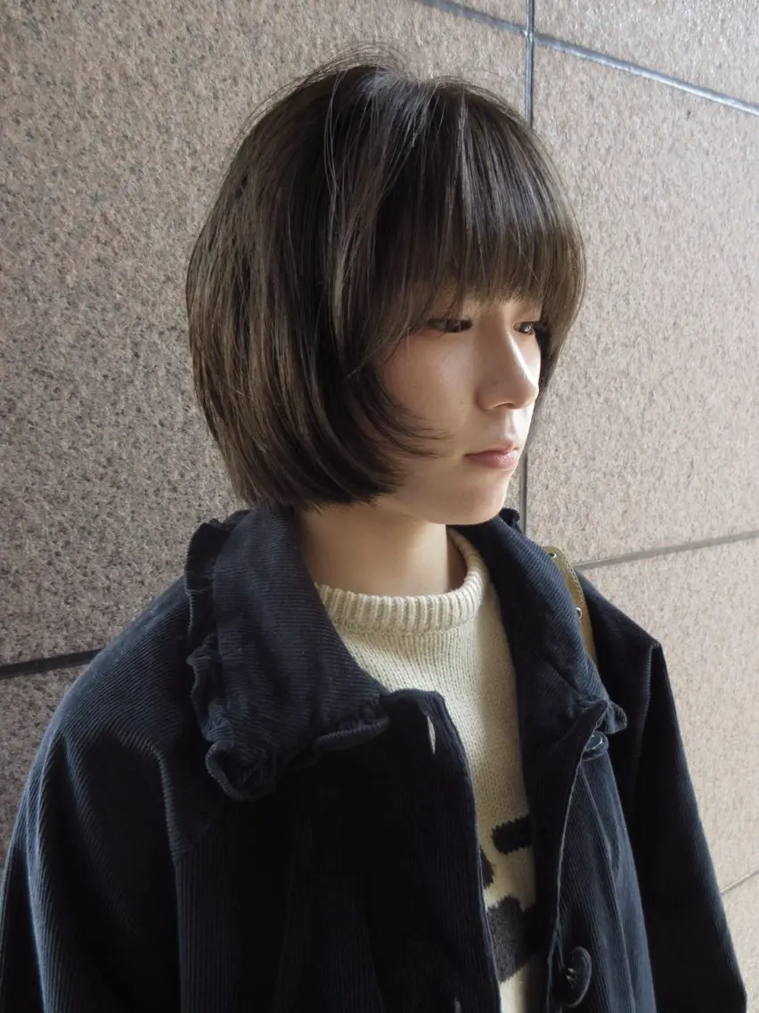 ミディアム カラー ボブ カット トリートメント 赤み消しカラー/ ナチュラル/トモキのヘアスタイル