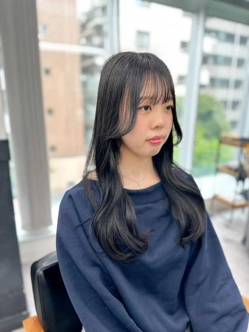 ロング カラー パーマ ヘアアレンジ メンズ キッズ レイヤーカット/ 巻ける縮毛矯正のヘアスタイル