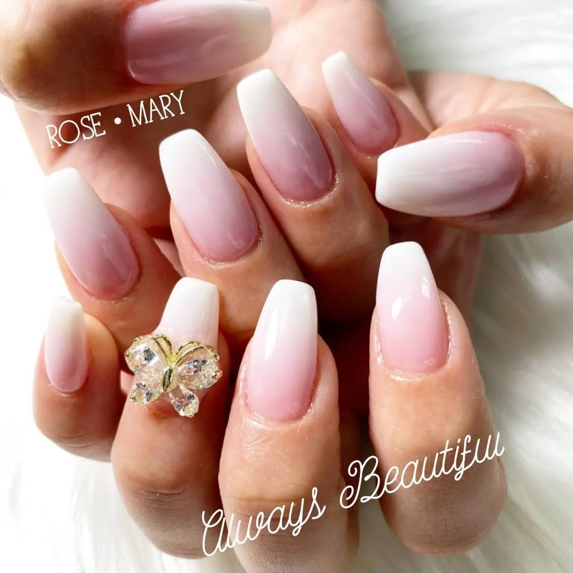 ロング ネイル ハンドネイル ROSE・ MARY 鈴木のネイルデザイン